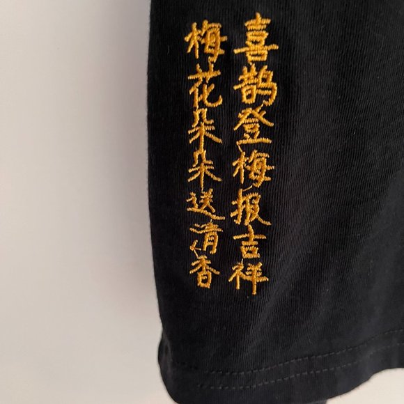 Heavily embroidered short sleeved black cotton tee - Picture 4 of 5